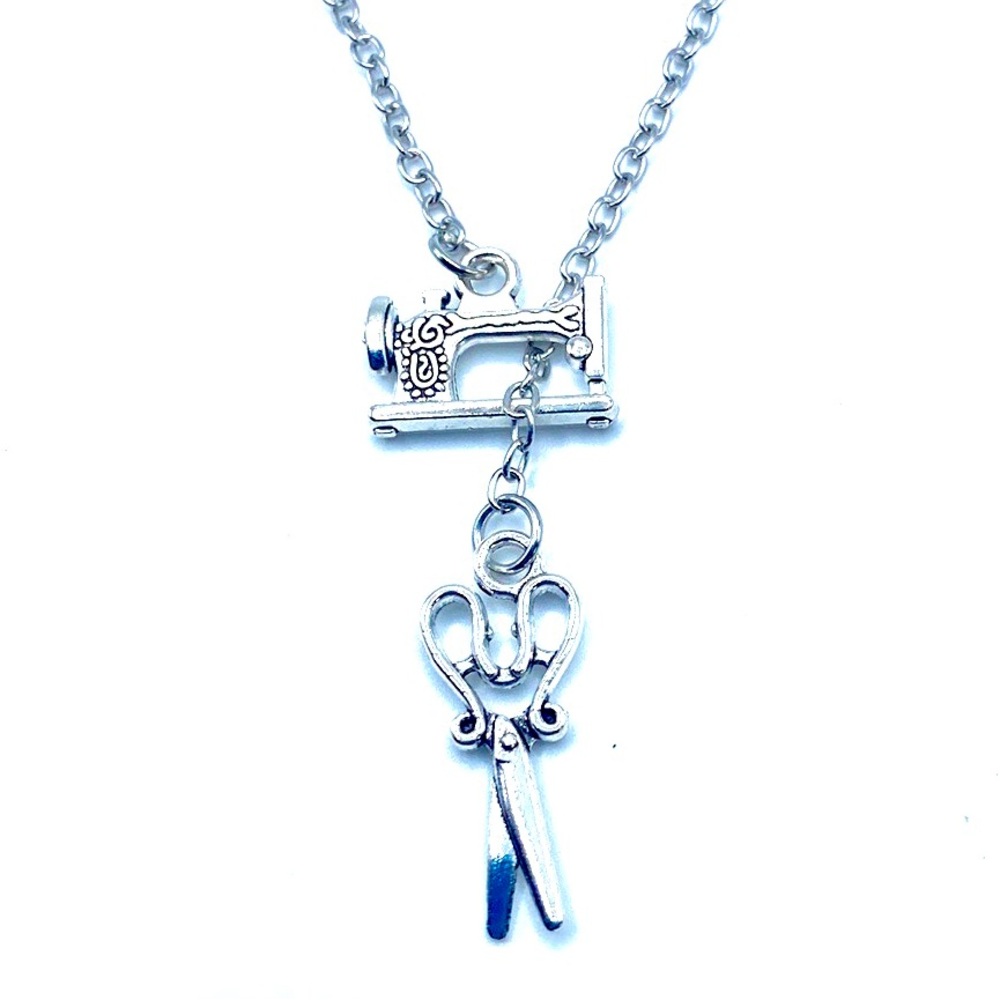 Seamstress Necklace Sewing Machine Scissors